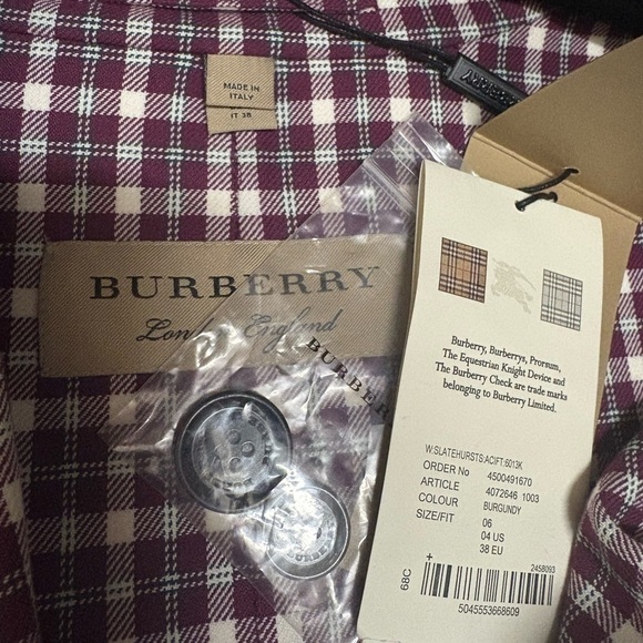 Burberry Slatehurst Burgundy Check Cotton Classic Blazer Jacket 4 US 38 EU NWT - Picture 6 of 7